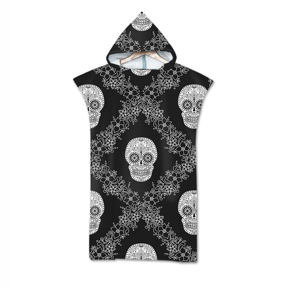 Beach Towel Cloak Cloak Geometric Print Hooded Bath Towel - Mubimart