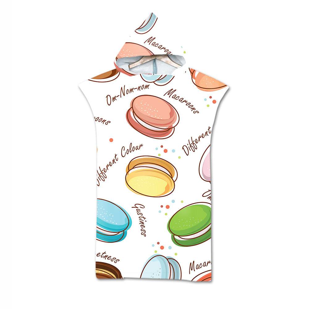 Beach Towel Cloak Cloak Geometric Print Hooded Bath Towel - Mubimart