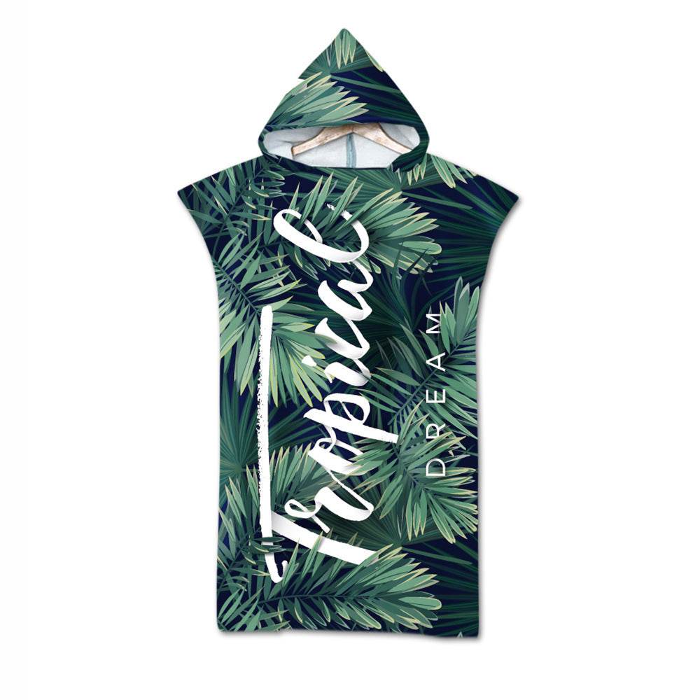 Beach Towel Cloak Cloak Geometric Print Hooded Bath Towel - Mubimart