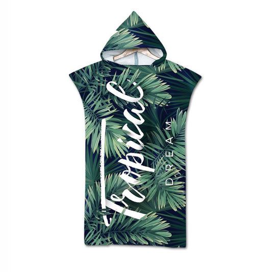 Beach Towel Cloak Cloak Geometric Print Hooded Bath Towel - Mubimart
