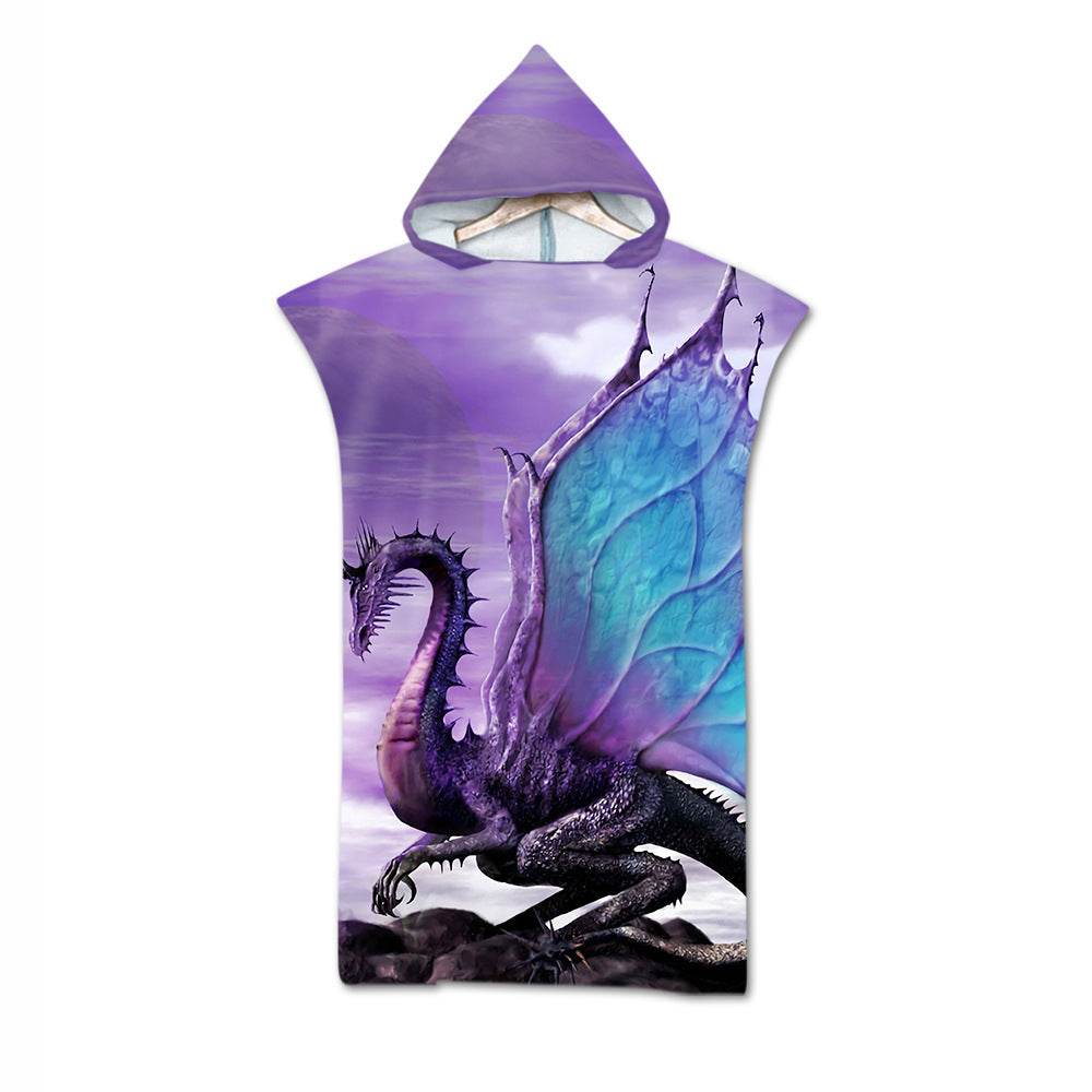 Beach Towel Cloak Cloak Geometric Print Hooded Bath Towel - Mubimart