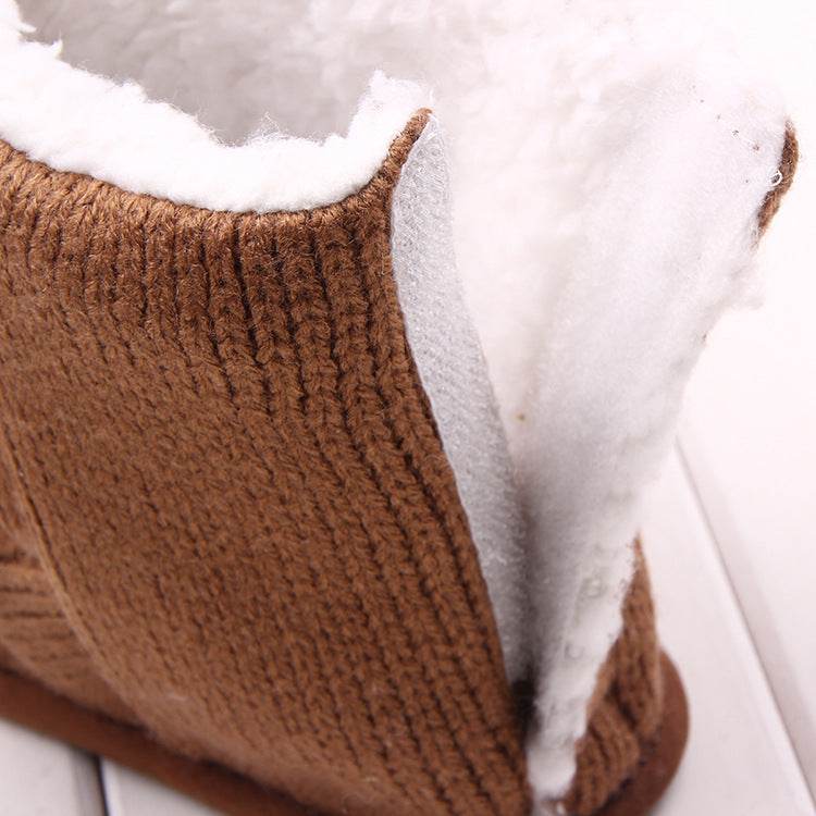 Bear knitted plush baby cotton boots walking shoes - Mubimart