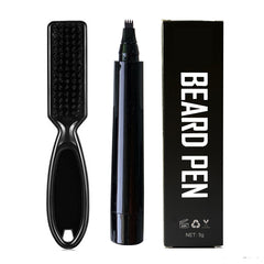 Beard Headline Filler Four-fork Head Brush Anti-sweat Suit - Mubimart - Beard Brush + Pen 