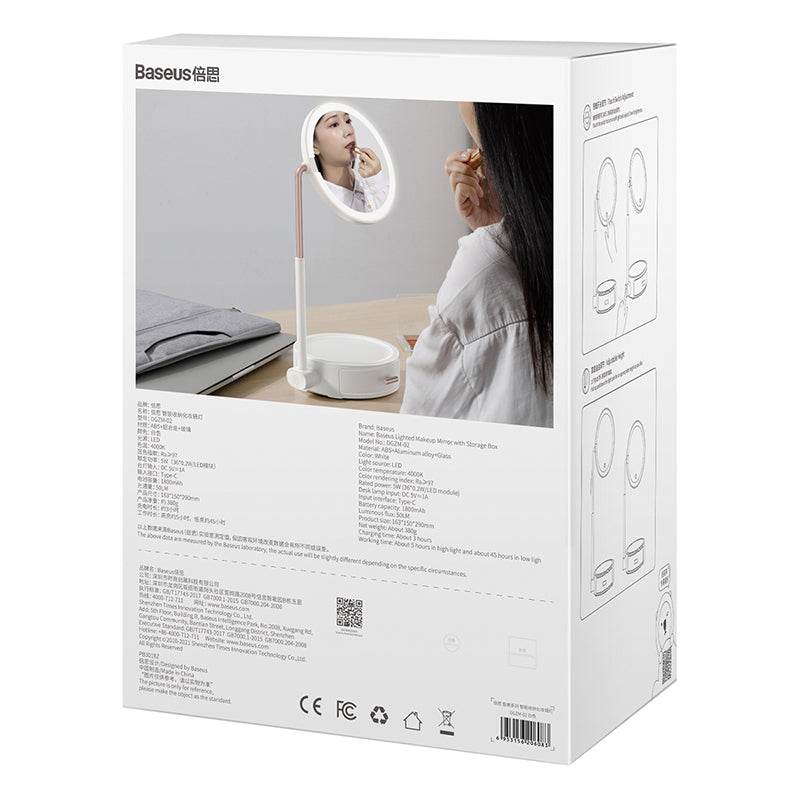 Beauty Series Lighted Makeup Mirror With Storage Box - Mubimart