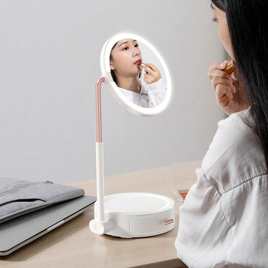 Beauty Series Lighted Makeup Mirror With Storage Box - Mubimart