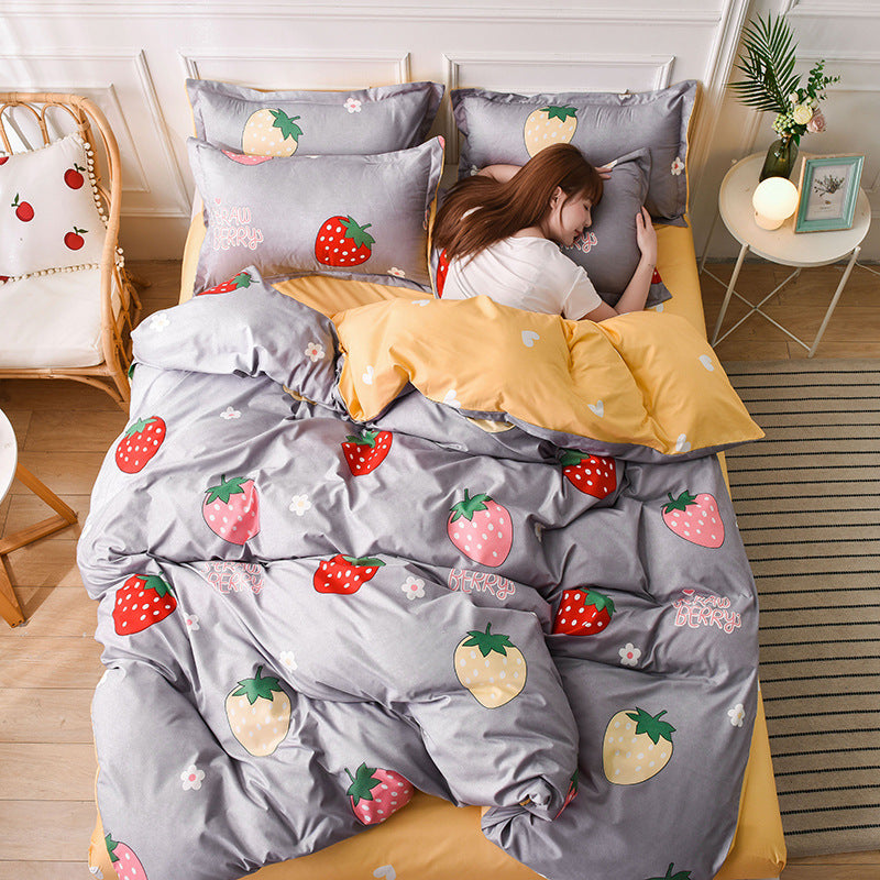 Bedding Printed Bed Four-piece Aloe Cotton Bed Sheet Type Bed Sheet Type - Mubimart -  