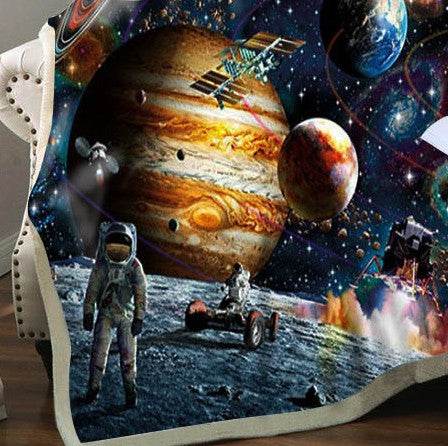 BeddingOutlet Sloth Blankets For Bed Cartoon Animal Plush Blanket Planet Star Bedding Universe Outer Space Sherpa Fleece Blanket - Mubimart