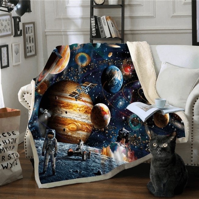 BeddingOutlet Sloth Blankets For Bed Cartoon Animal Plush Blanket Planet Star Bedding Universe Outer Space Sherpa Fleece Blanket - Mubimart