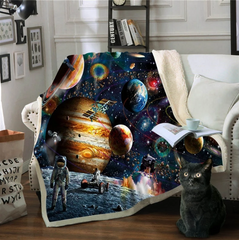 BeddingOutlet Sloth Blankets For Bed Cartoon Animal Plush Blanket Planet Star Bedding Universe Outer Space Sherpa Fleece Blanket - Mubimart - Blankets & throws 