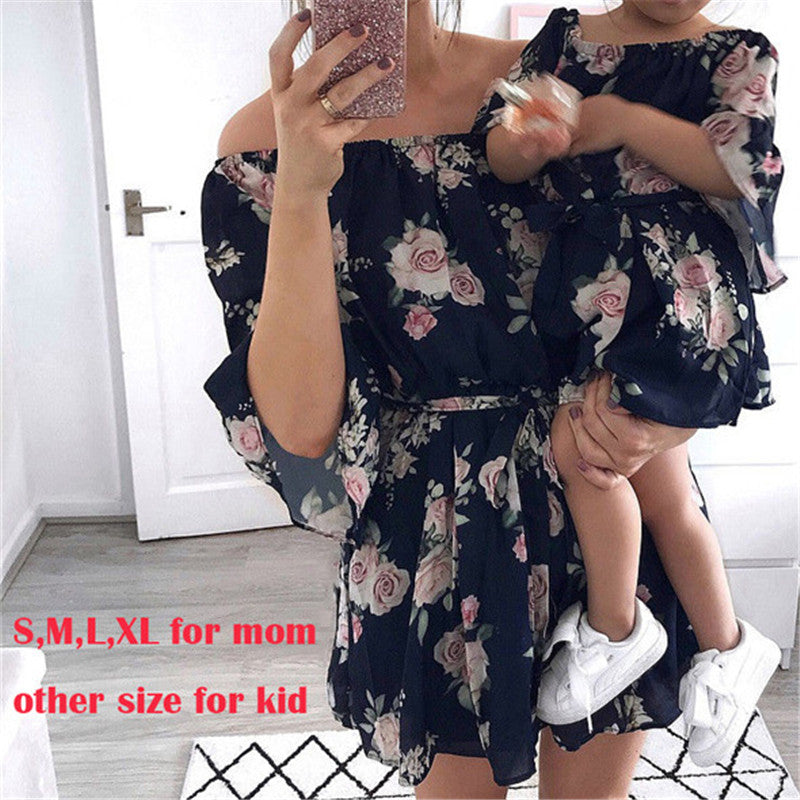 Belt parent-child dress - Mubimart - Family Matching Outfits 