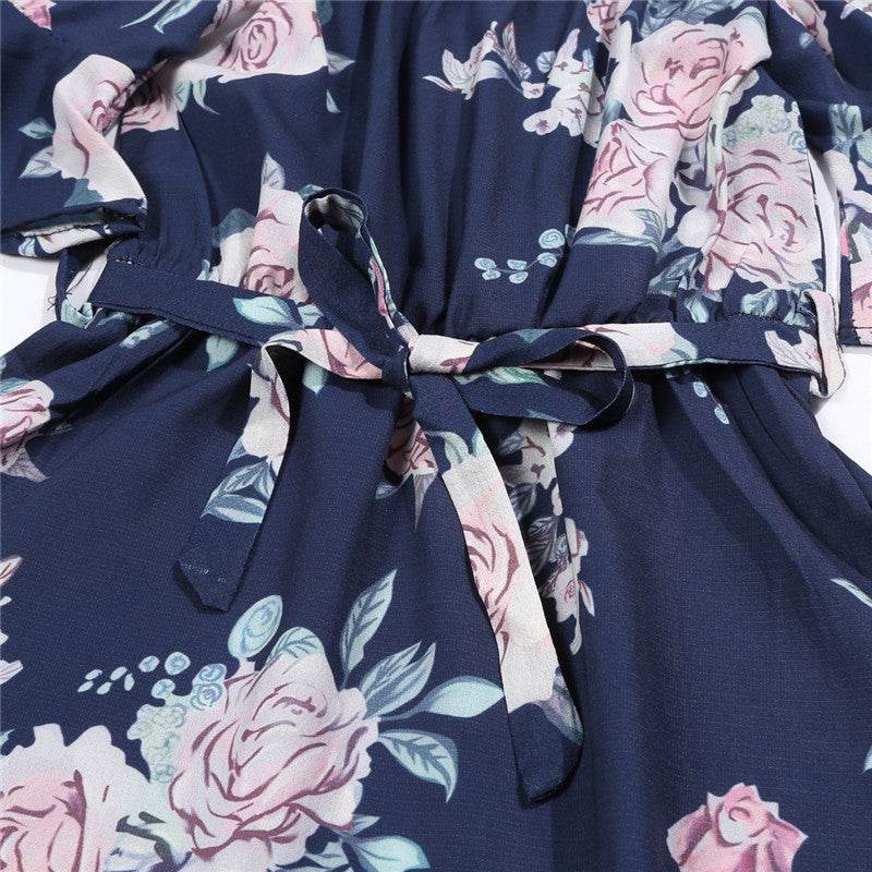 Belt parent-child dress - Mubimart