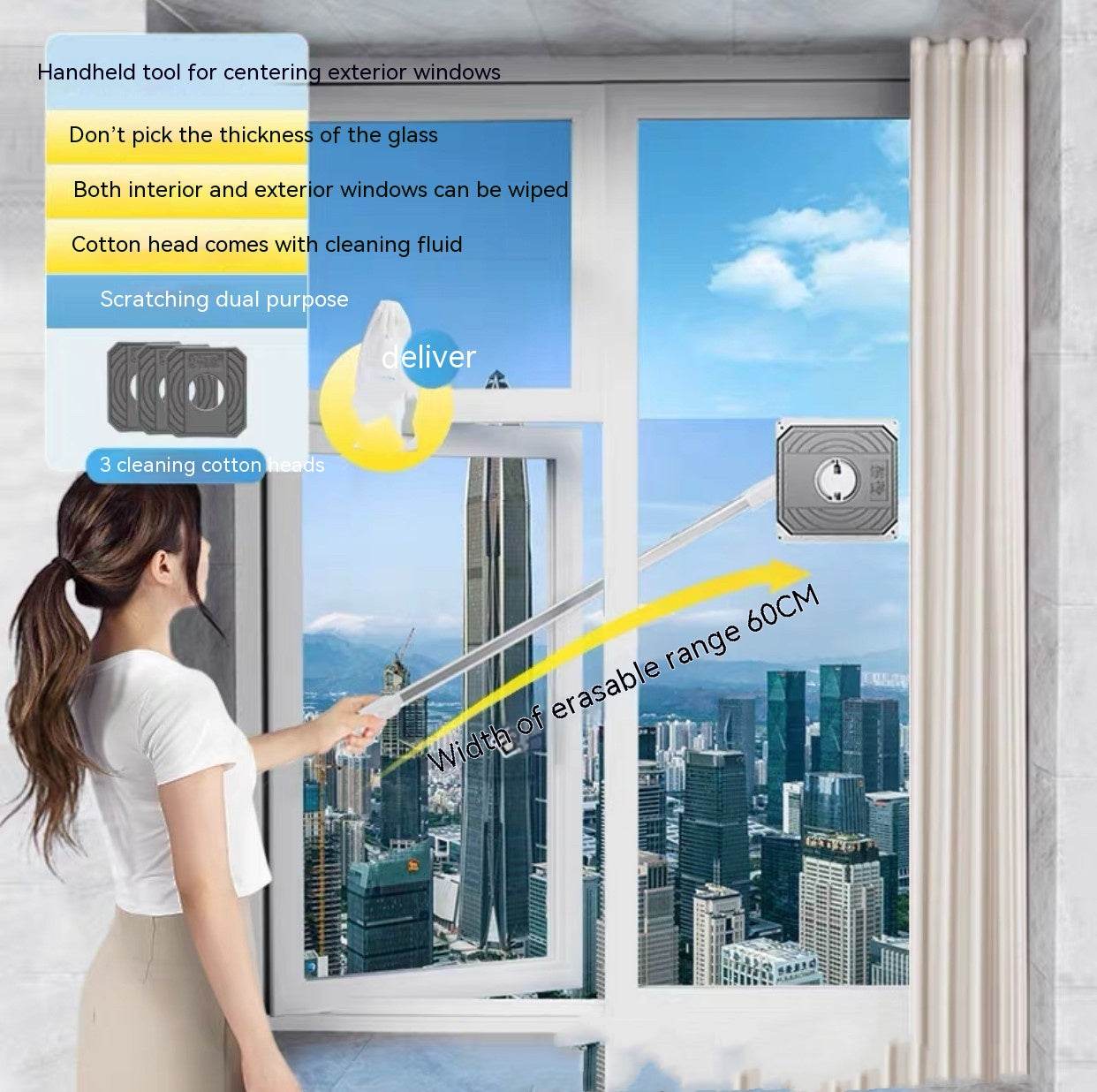 Benshang Glass Wiper High-rise Outer Window Double-sided Window Cleaner - Mubimart