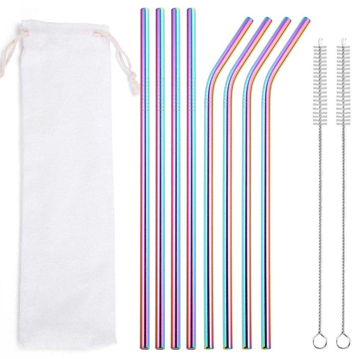 Beverage Milk Tea Metal Straws 8 Combo Set - Mubimart