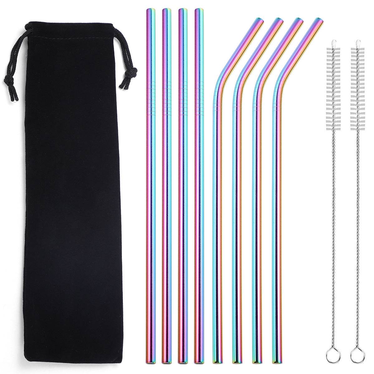 Beverage Milk Tea Metal Straws 8 Combo Set - Mubimart