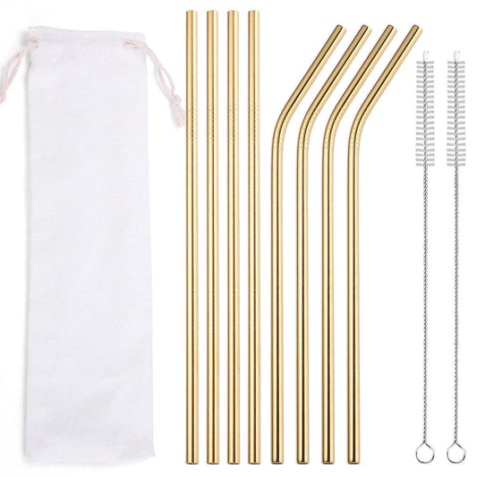 Beverage Milk Tea Metal Straws 8 Combo Set - Mubimart