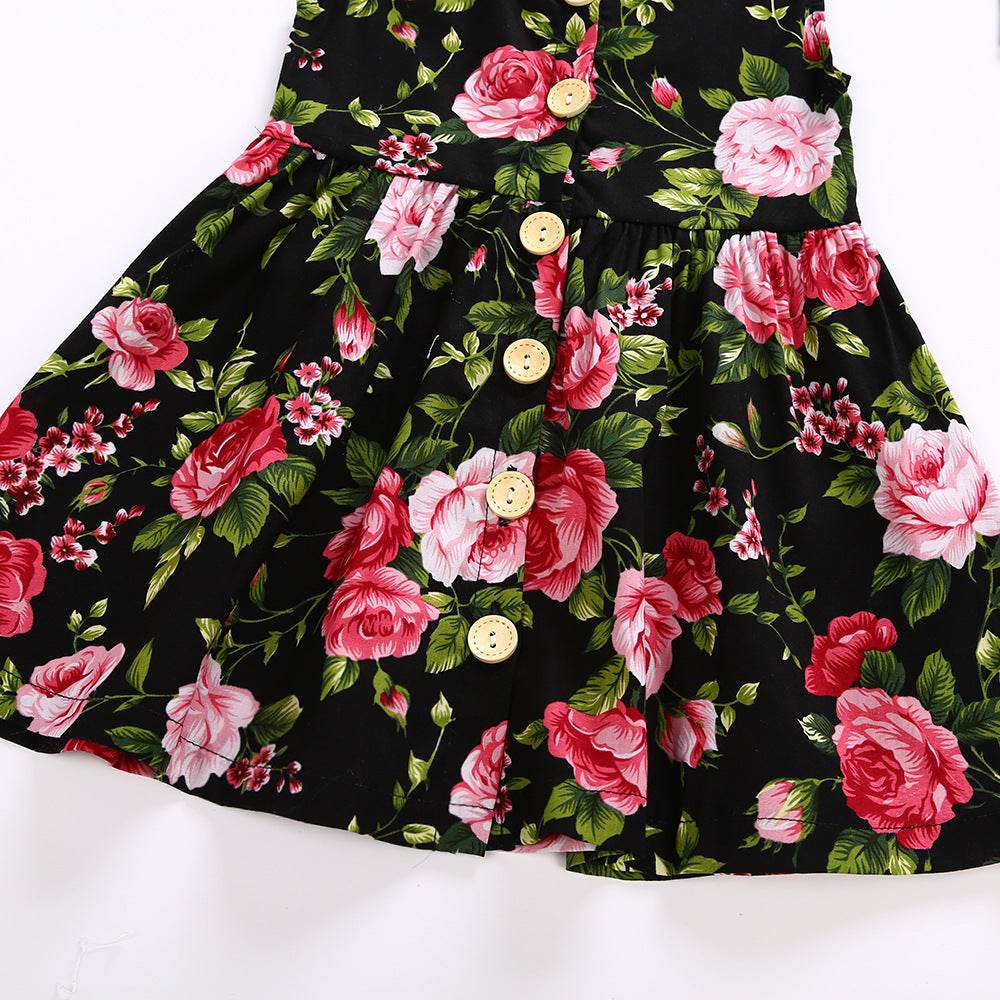 Big Flower Button Skirt Baby Girl Child Skirt - Mubimart