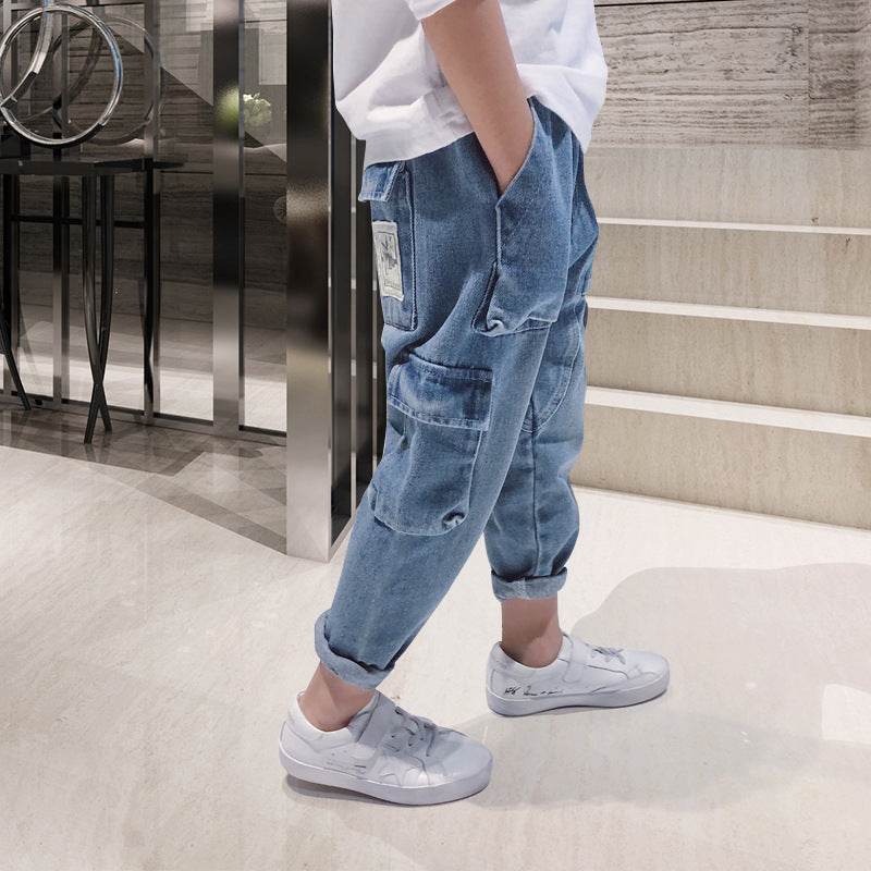 Big Kids Loose Harem Trousers Big Kids Plus Fleece Padded Overalls - Mubimart