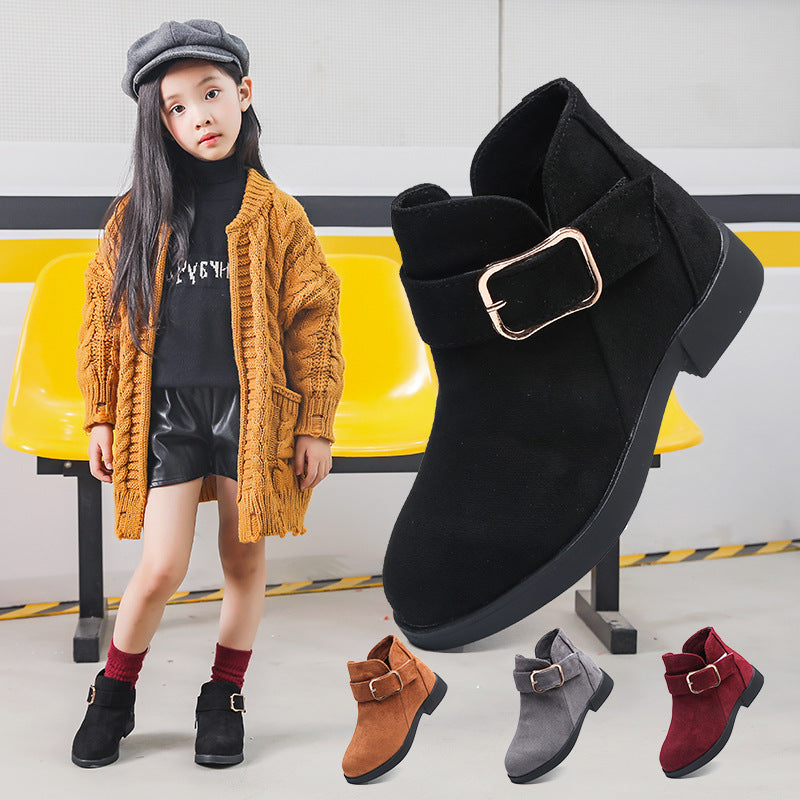 Big kids suede leather boots - Mubimart - Girls Shoes 