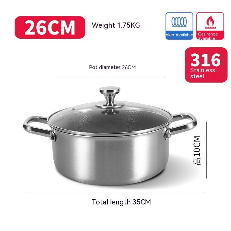 Binaural 304 Stainless Steel Soup Pot Non-coated Non-stick Pan - Mubimart -  