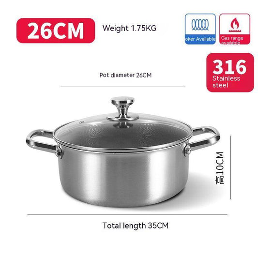 Binaural 304 Stainless Steel Soup Pot Non-coated Non-stick Pan - Mubimart