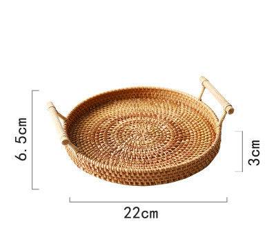 Binaural Bamboo Woven Fruit Tray Woven Basket - Mubimart