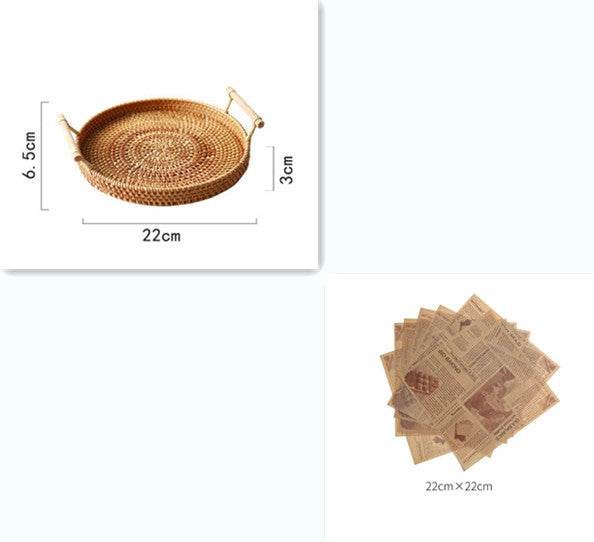 Binaural Bamboo Woven Fruit Tray Woven Basket - Mubimart