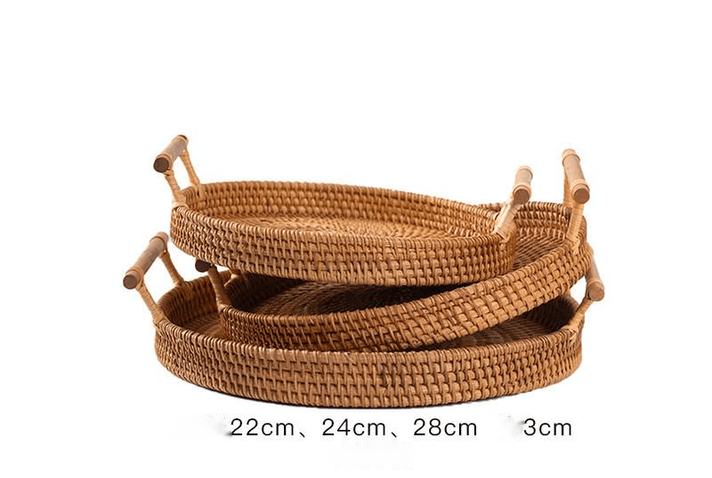 Binaural Bamboo Woven Fruit Tray Woven Basket - Mubimart