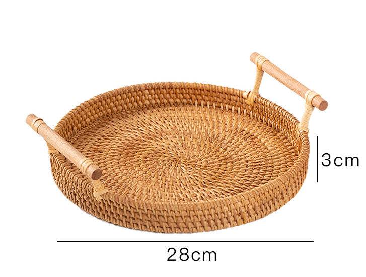 Binaural Bamboo Woven Fruit Tray Woven Basket - Mubimart