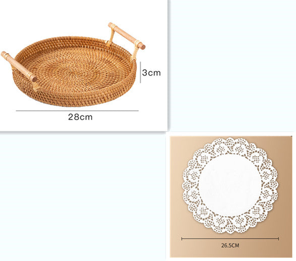 Binaural Bamboo Woven Fruit Tray Woven Basket - Mubimart -  