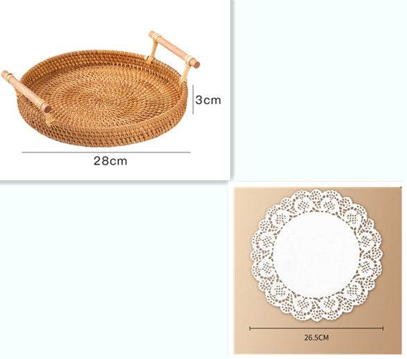 Binaural Bamboo Woven Fruit Tray Woven Basket - Mubimart