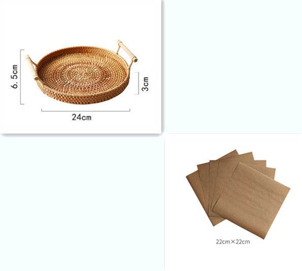 Binaural Bamboo Woven Fruit Tray Woven Basket - Mubimart