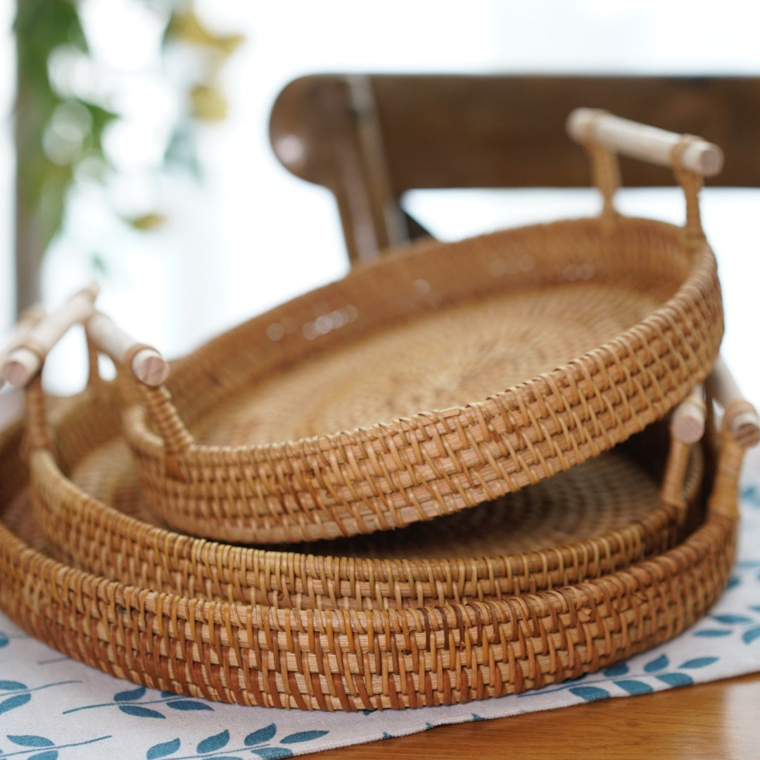 Binaural Bamboo Woven Fruit Tray Woven Basket - Mubimart -  