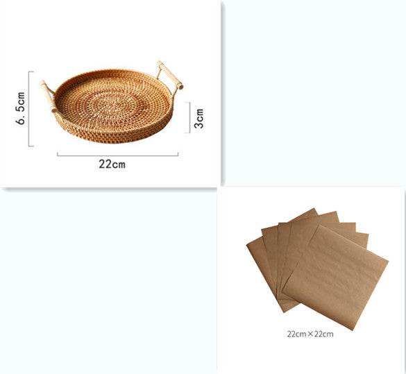 Binaural Bamboo Woven Fruit Tray Woven Basket - Mubimart