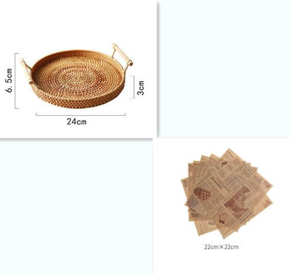Binaural Bamboo Woven Fruit Tray Woven Basket - Mubimart