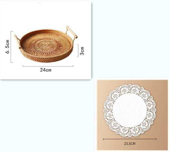 Binaural Bamboo Woven Fruit Tray Woven Basket - Mubimart