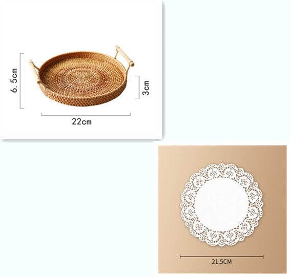 Binaural Bamboo Woven Fruit Tray Woven Basket - Mubimart
