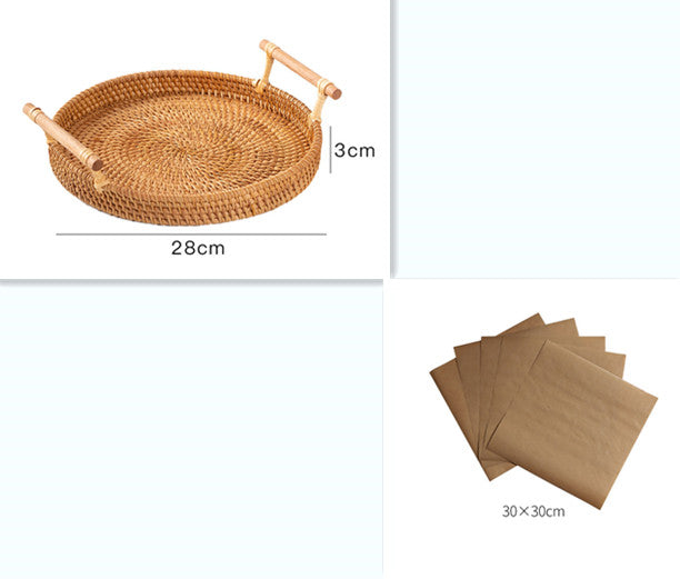 Binaural Bamboo Woven Fruit Tray Woven Basket - Mubimart -  