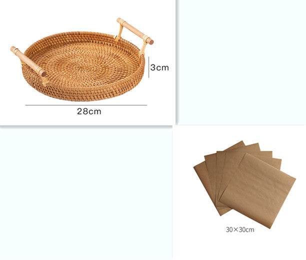 Binaural Bamboo Woven Fruit Tray Woven Basket - Mubimart