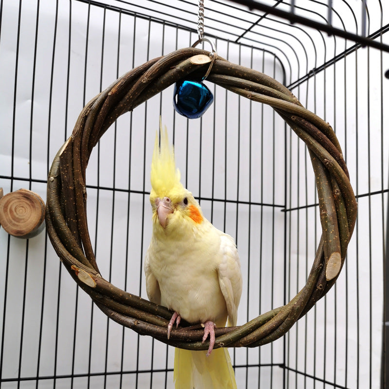 Bird Standing Frame Rattan Ring Chewing Toy Bird Cage - Mubimart - Bird Cage 