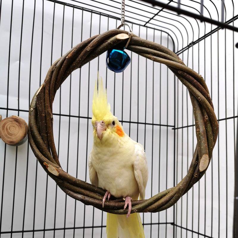 Bird Standing Frame Rattan Ring Chewing Toy Bird Cage - Mubimart