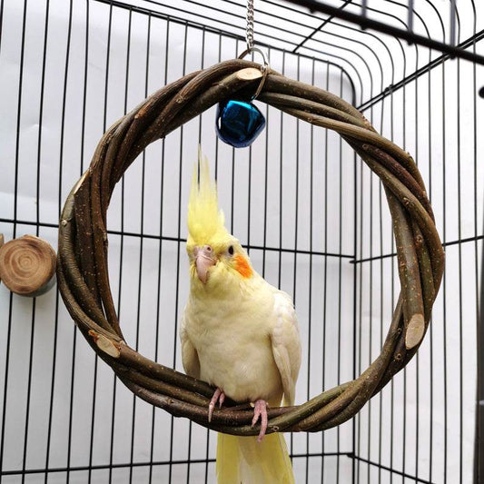 Bird Standing Frame Rattan Ring Chewing Toy Bird Cage - Mubimart