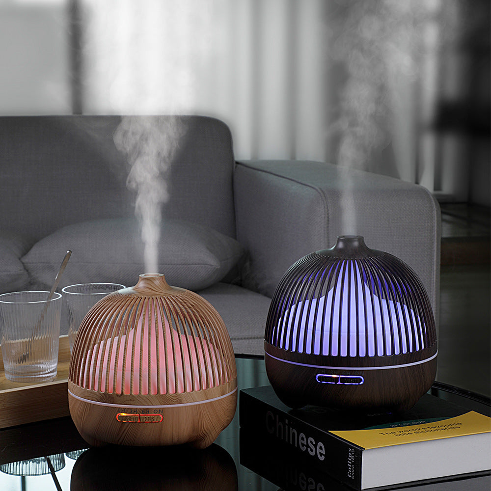 Birdcage Aromatherapy Machine Hollow Wood Grain Ultrasonic Humidifier - Mubimart - Ultrasonic Humidifiers 