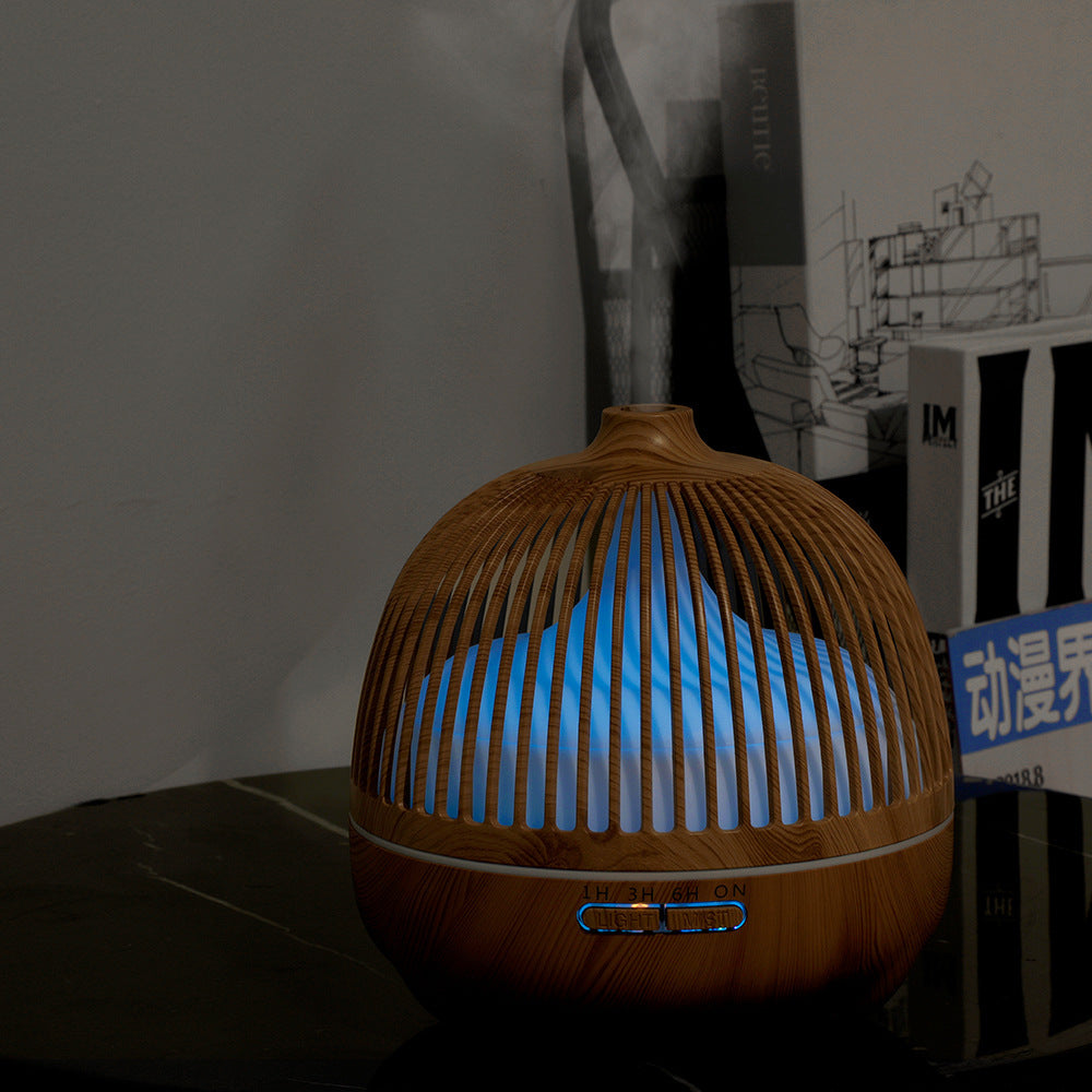 Birdcage Aromatherapy Machine Hollow Wood Grain Ultrasonic Humidifier - Mubimart -  