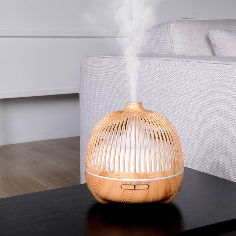 Birdcage Aromatherapy Machine Hollow Wood Grain Ultrasonic Humidifier - Mubimart -  