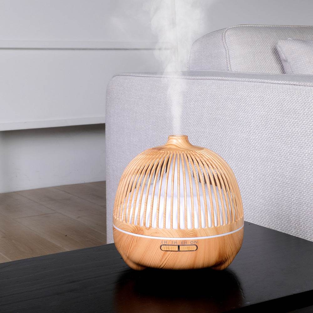 Birdcage Aromatherapy Machine Hollow Wood Grain Ultrasonic Humidifier - Mubimart