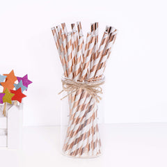 Birthday Party Dining Bar Paper Disposable Bronzing Colored Straws - Mubimart -  