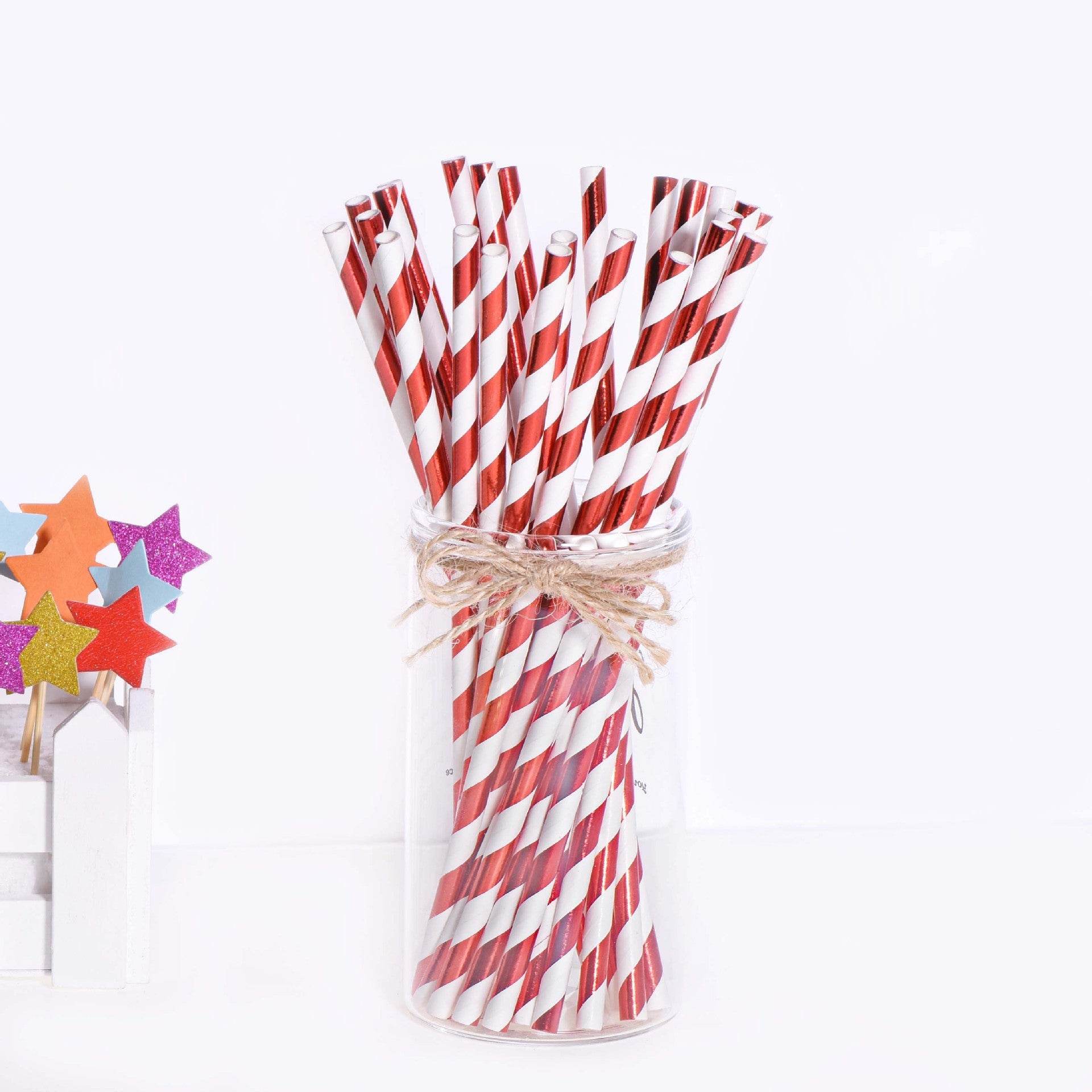 Birthday Party Dining Bar Paper Disposable Bronzing Colored Straws - Mubimart
