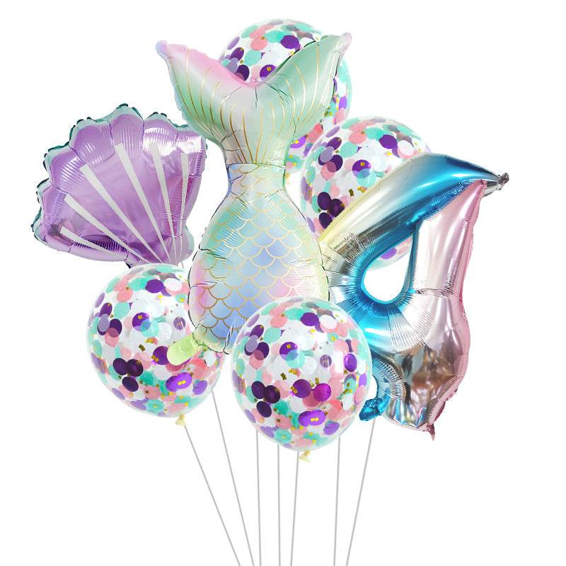 Birthday Party Supplies Decorative Mermaid Balloon Package - Mubimart