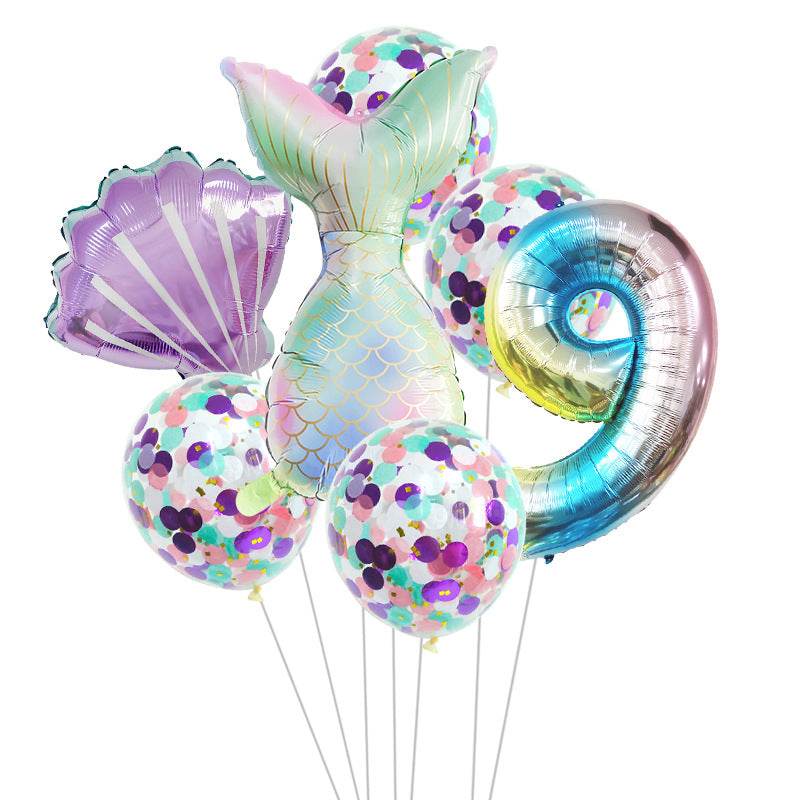 Birthday Party Supplies Decorative Mermaid Balloon Package - Mubimart