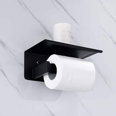 Black 304 Stainless Steel Toilet Cell Phone Paper Towel Holder - Mubimart - Hand Towel Holder 